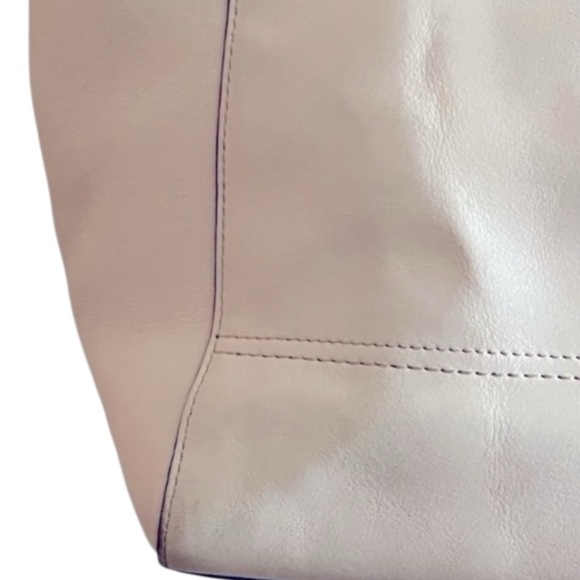 Coach Two-Tone Beige and Light Gray Leather Shoulder Tote with Tassels- Candace - Picture 8 of 12